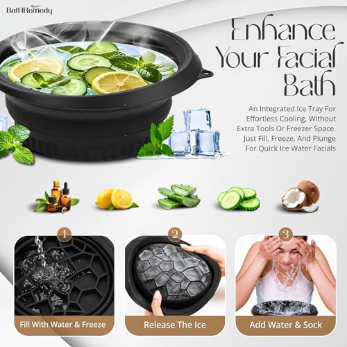 Image of Ice Face Bowl for Skin Care, Black | Foldable, Reusable, Cold Therapy, Portable