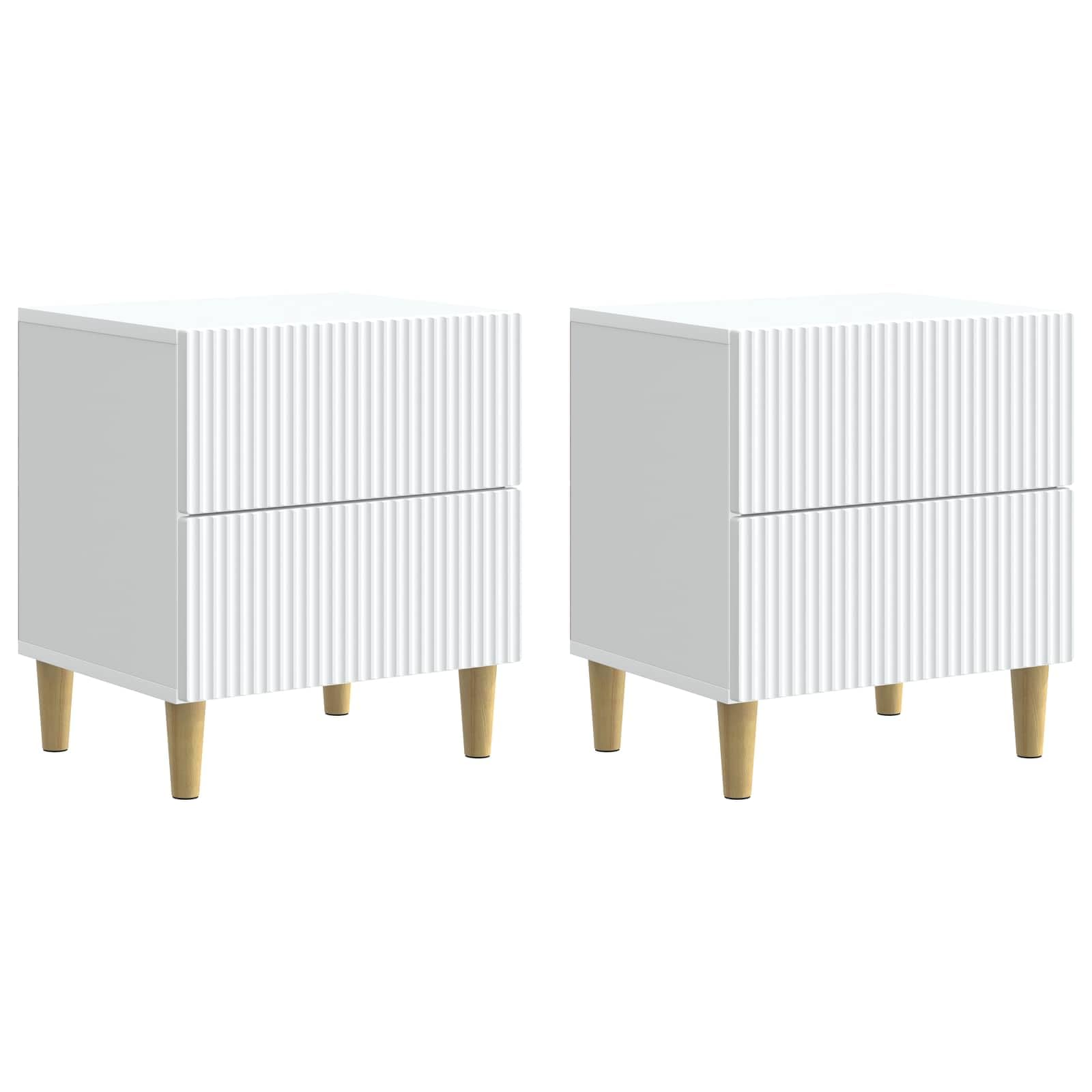 Cabinet de Chevet Blanc en bois d'ingénierie 43x34,5x48 cm, lot de 2 pour chambre