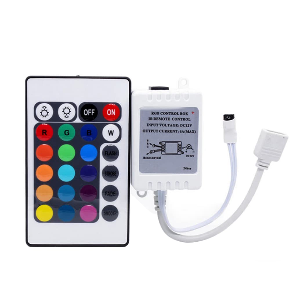 24 Key Wireless IR LED Light Remote,RGB 16 Colors Remote Control Box DC 12V for LED Light Strip security safety Rgb Control Box Dc 12v 5a Led Power Supply Led Light Adapter 24 Key Ir Remote Controlle