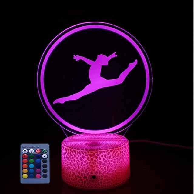 HPBN8 Ltd 3D Artistic Gymnastics Night Light USB Powered Remote Control Decor Table Desk Lamps 7/16 Color Changing Lights LED Table Lamp Xmas Home Love Brithday Children Kids Decor Gift