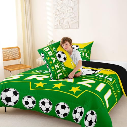 Image of Feelyou Football Soccer Comforter Set King Size Bedding Set