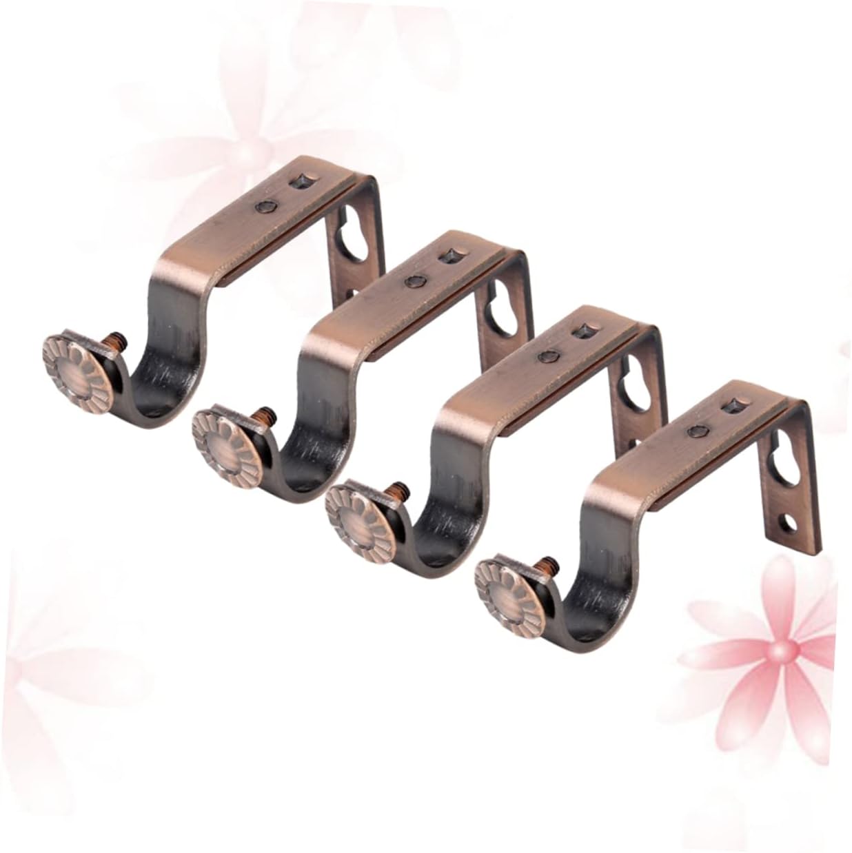 4pcs Adjustable Drapery Rod Bracket Wall-Mounted Curtain Pole Support for Rods Red Bronze with Screws Easy Installation Curtain Holder