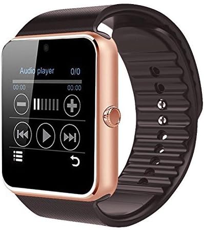 COLOFAN C08 Men and Women Fashion Bluetooth Smart Watches Can Phone and Camera Sports Watch(Gold with Brown Band)