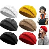 Chicingyou 6 Pcs Soft Crochet Beret Hats for Women Lightweight Crochet Knit Beret Hats Beanie Caps for Autumn Winter