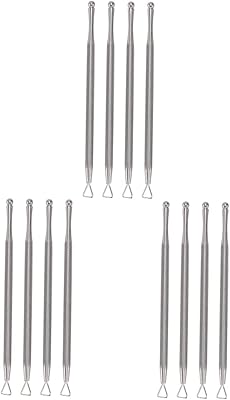 KALLORY 12 pcs Salon Cuticle Removal Polishsilver and for Golden Silver Pedicure Spa Practical Pusher Beauty Textured Toenails Metal Gel Art Design Professional Tool Cleaner Remove