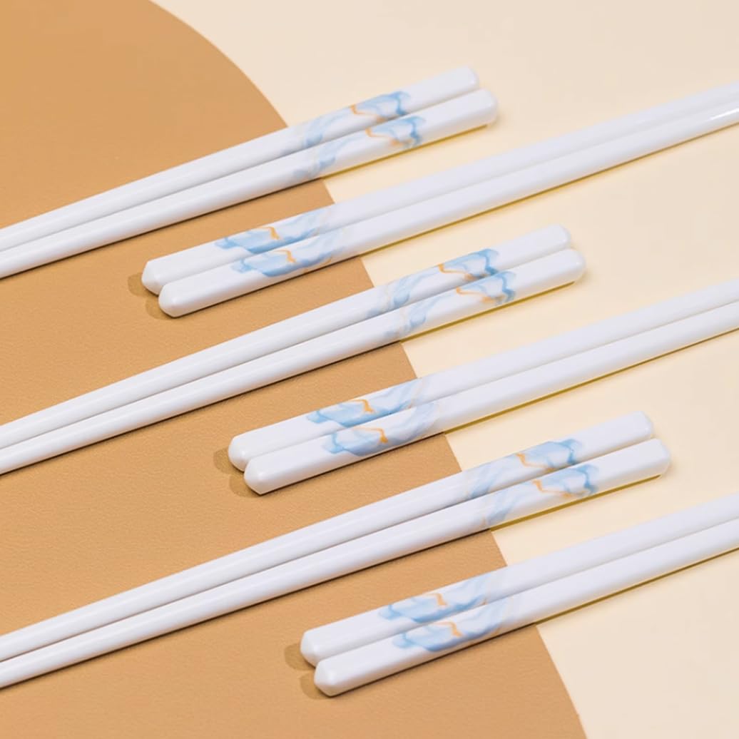Coffret cadeau de baguettes en porcelaine chinoise, motif pêche, 12 paires de baguettes réutilisables, lavables au lave-vaisselle, baguettes en céramique d'os de haute qualité avec boîte délicate