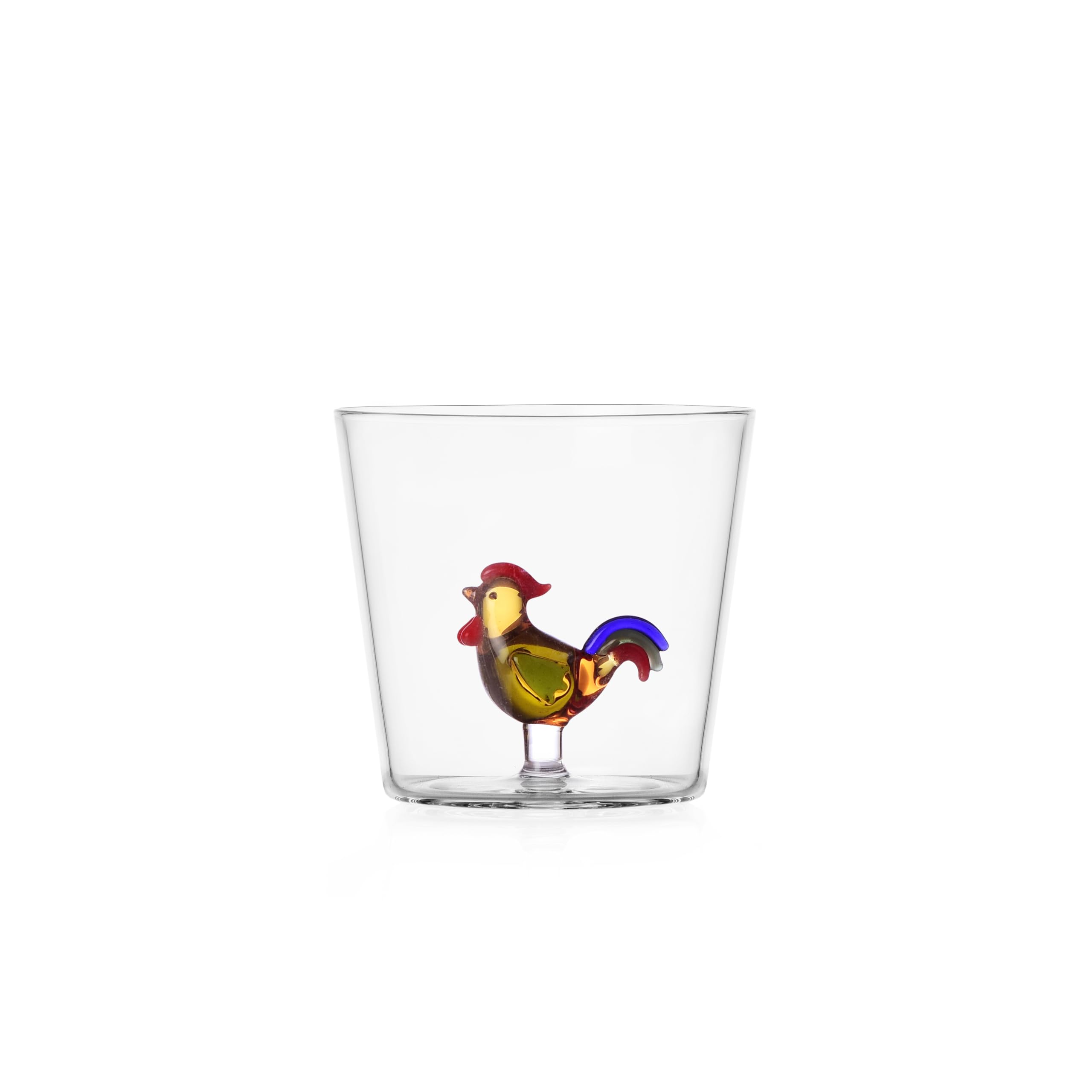 Ichendorf Milano Rooster Tumbler Animal Farm Collection, 30 cl, Borosilicate Glass, Handmade