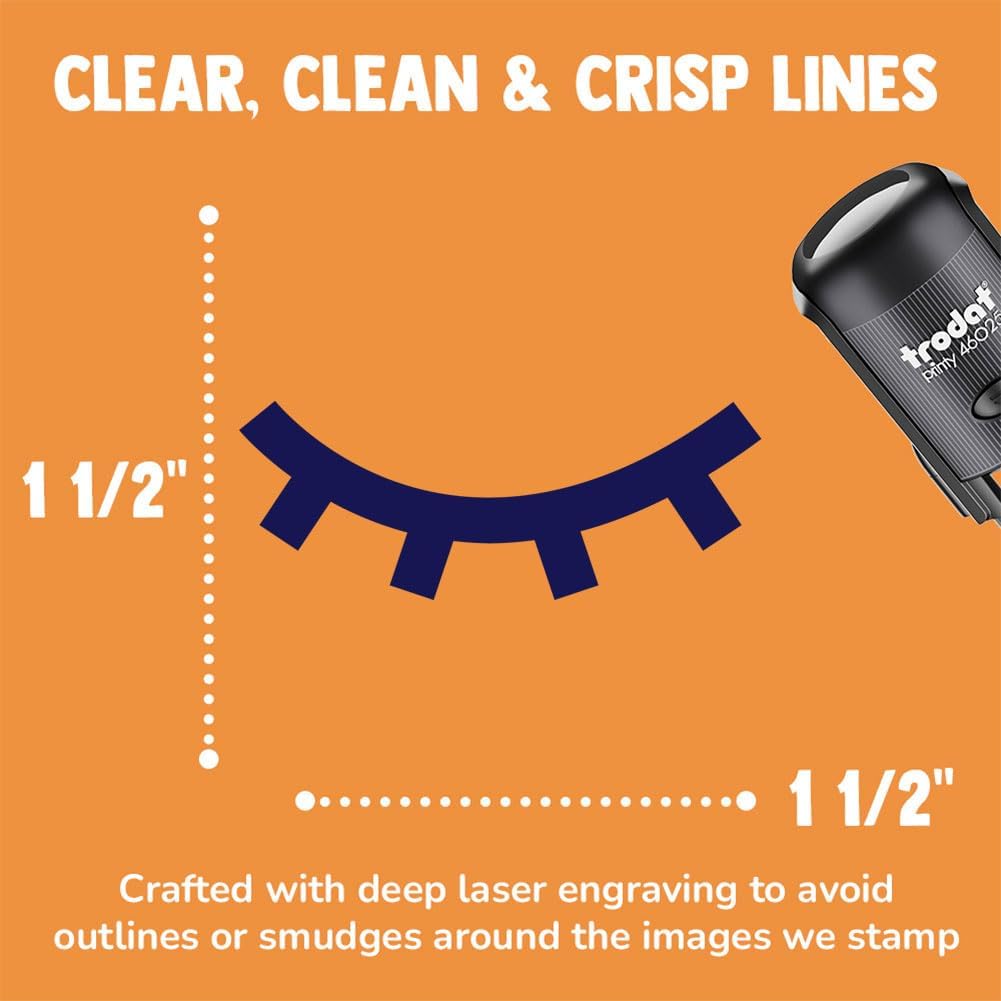 Closed Eye Sleeping Eyelashes Self-Inking Rubber Stamp Ink Stamper for Stamping Crafting Planners - 1-1/2 Inch Large - Red Ink
