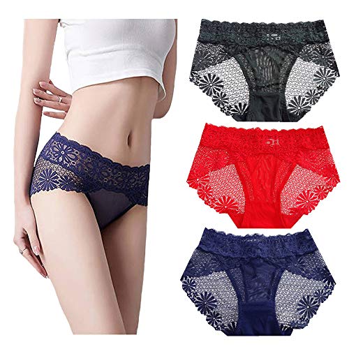 Preisvergleich Produktbild Atmungsaktive Unterwäsche für Mädchen, sexy Mode, transparent, nahtlos, bequem, dreieckig, 3 Stück (Typ 3) - - Mittel