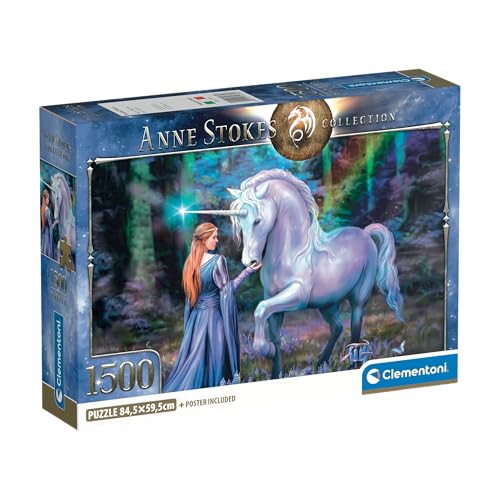 Clementoni - Puzzle pour Adultes 1500 Pièces, Anne Stokes Bluebell Wood Compact Box, Fabriqué en Italie, 31735