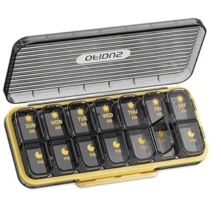 OFIDUS 14 Cellen 2 Keer per Dag Wekelijkse Pillenorganizer – Vochtbestendige AM/PM Dagelijkse Pillendoos, Verwijderbare 14 Dagen Pillendoos Geschikt Voor Reissieraden en Dagelijks (Zwart)