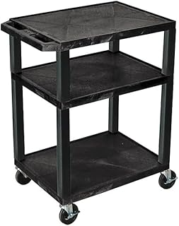 Luxor - 34" H AV Cart - Three Shelves - Black Legs (WT34)