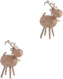 Amosfun 2 Peças De Feltro De Lã Feito À Mão Meia De Natal De Alce Enchimento De Mesa Decoração De Rena Enchimento De Boneca De Bebê Natal Alce Boneca De Pelúcia De Natal Boneca De Feltro