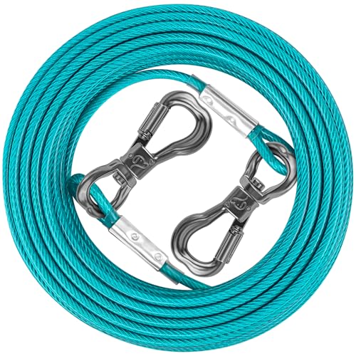 XiaZ 8FT Dog Tie Out Cable, Dog Tether for Yard 8/10/15/20/30/50FT, Heavy Duty Pet Lead Tether Chain Outside for Small Medium Large Dogs Up to 120 LBS