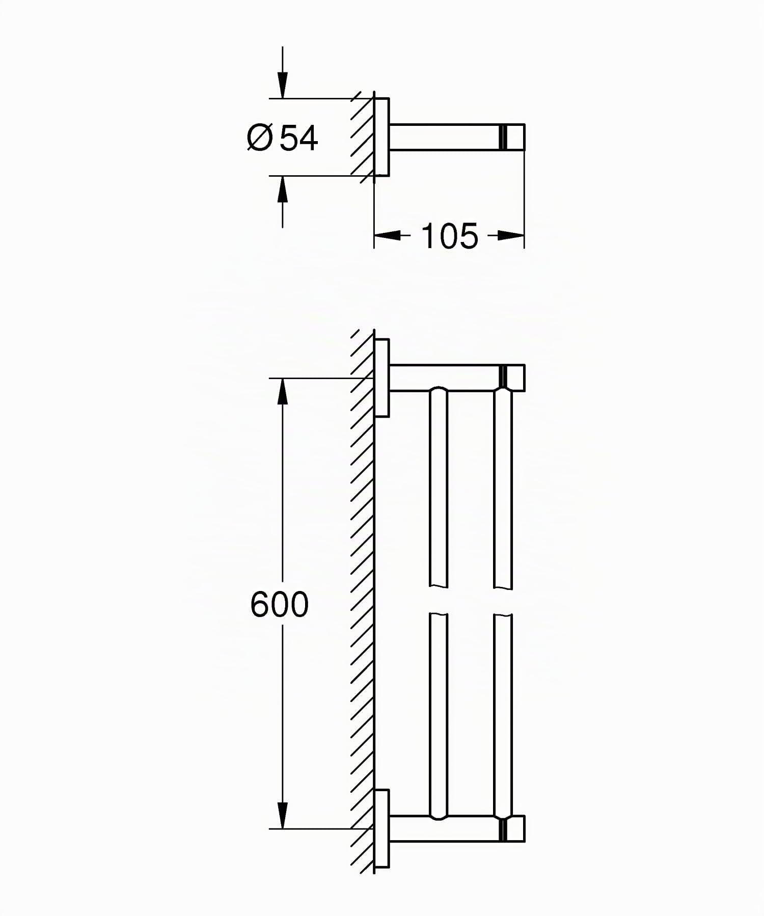 GROHE Start Double Barre Porte-Serviettes pour Salle de Bain, 654 mm, Fixations Cachées avec Vis Incluses, Métal, Chromé, 41203000