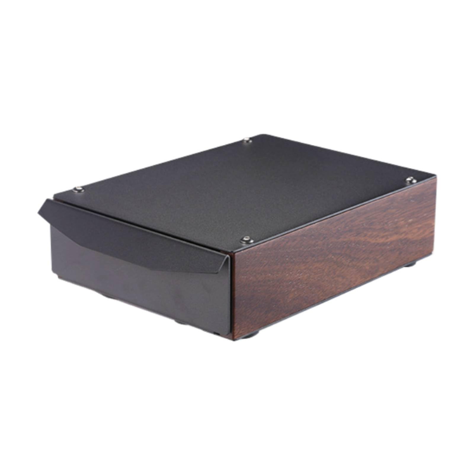 rockible Box Scarta Caffè in Legno Legno Scuro Design Professionale Cassetto Battifondi Caffè Piedini Antiscivolo Cassettino Raccogli-Fondi, Nero