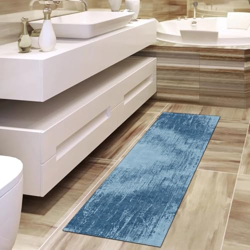 Alfombra antideslizante lavable 90x120 cm para pasillos modernos color azul 4