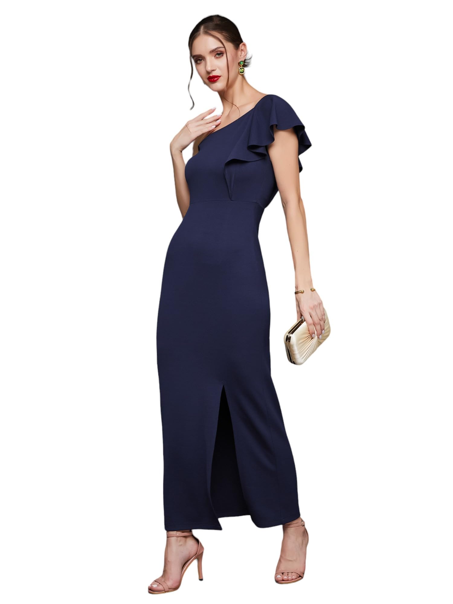 Miss Chase Women's Solid Maxi Dress (Plus Size) (Mcaw18D12-46-323-03, Space Blue, S)