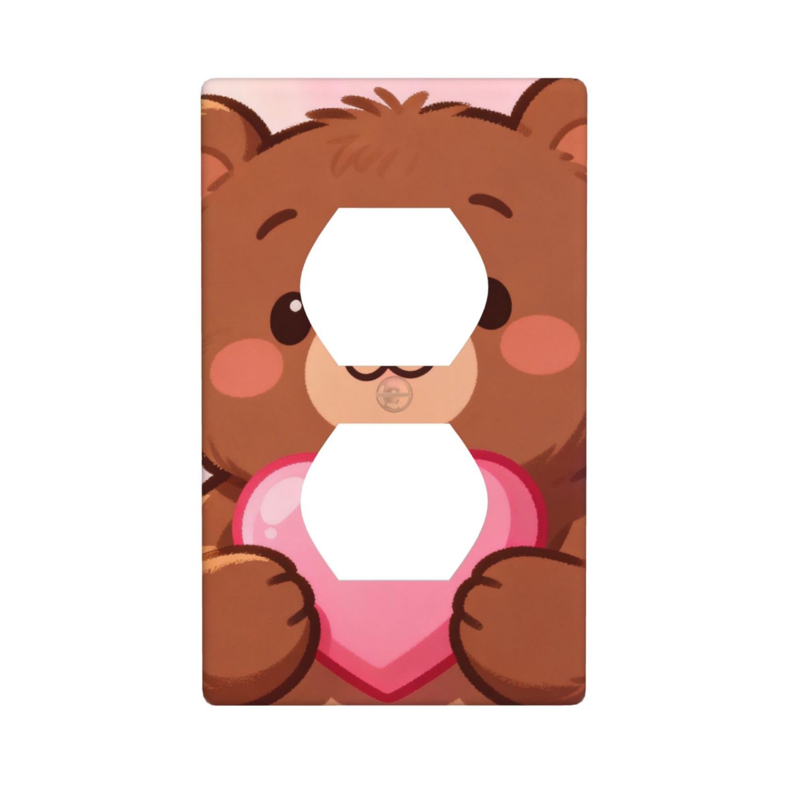 Bear Heart Love Decorative Switch Plate Cover-Unbreakable Polycarbonate Wall Plate for Home Office, 1 Gang with Screws