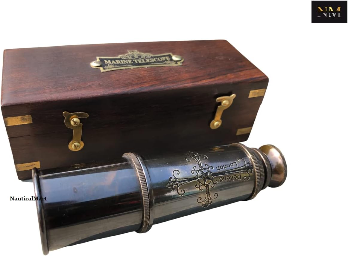 Brass Dollond London Telescope Functional Engraved Marine Pirate Celestial Viewing Telescope Wonderful Gift for Travelers Adventure Enthusiasts