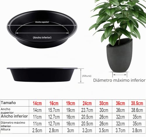Miniatura 2 de Tstarjungle 5pcs Platillos Para Plantas, Bandejas De Goteo Para Macetas Para Plantas De Interior Exterior, Platillos Para Jardín - 19cm