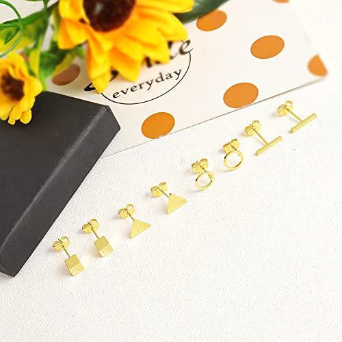 Flat Back Stud Earrings for Women Simple Tiny Circle Triangle Square Bar Stud Earrings Mini Cartilage Tragus Earring Jewelry Gifts2