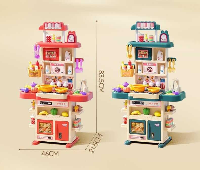 Image of Kitchen Set for Girls, 43 Pcs Play Little Chef Play Set with Realistic Lights, Sounds & Running Water kitchen set for kids boys, Cooking Playset Interactive Toy Kitchen Set for Kids Girls (Multicolor)