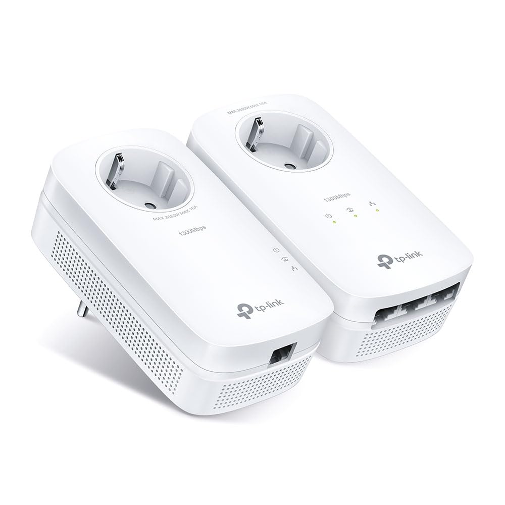 TP-Link Av1300 - Gigabit Passthrough Powerline Starter Kit - Bridge - Gige, Homeplug Av (hpav), Homeplug Av (hpav) 2.0, Ieee 1901 - An Wandsteckdose