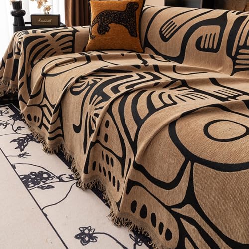 Housse de canapé universelle en chenille multi-usage grand jeté de canapé noir - 6