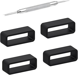 4Packs Rubber Leather Watch Band Strap Loops Black Silicone Replacement Resin Watch Bands Keeper Holder Retainer Size 14mm 16mm 18mm 20mm 22mm 24mm 26mm with Removable Tools…