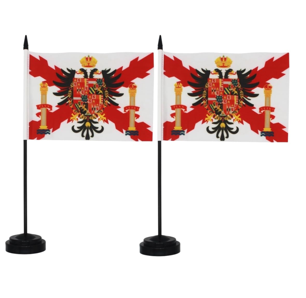 Pack of 2 Table Flags Desk Flag Eagle 21 x 14 cm Pole and Base Desk Flags for Conference Rooms (Cruz Borgoña)
