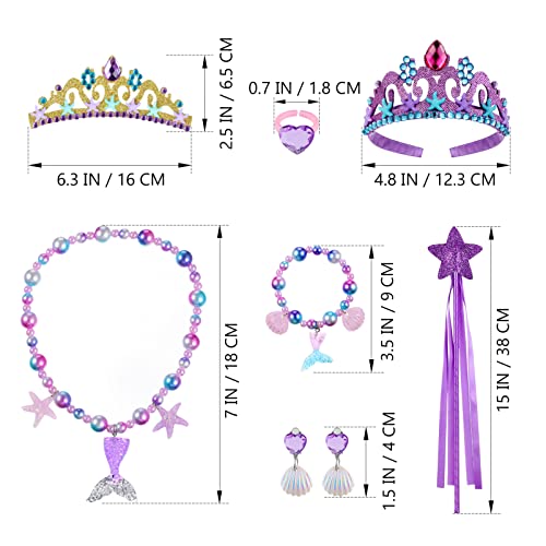 Lurrose Menina Princesa Sereia Traje de Jóias Sereia Sereia Decorações de Jóias de Aniversário Inclu