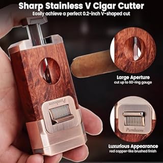 All-in-One Torch Cigar Lighter with Built-in Cigar Cutter V Cut, Cigar Holder, Dual Windproof Jet Flame, Butane Lighter with Gift Box, Cool Lighters for Candle, Smoking, Outdoor Cigar Accessories