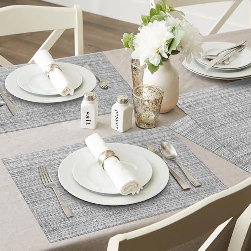 Niviy Grey Placemats Set of 4, 12x18 Inch Washable Easy to Clean Heat-Resistant Anti-Skid Grey Placemats for Holiday Party Kitchen Dining Room Decoration by Niviy - Used condition - Image 4