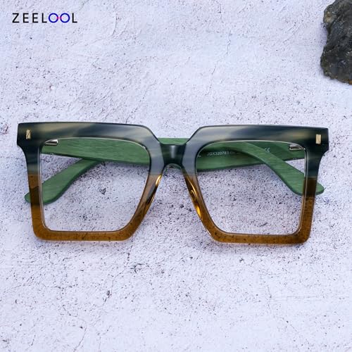 Image of Zeelool Vintage Square Eyeglasses Frame for Men with Non-prescription Clear Lens ZJGX320783