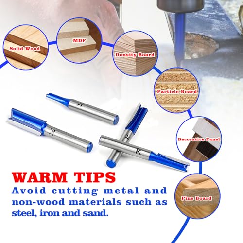 7Pcs Straight Cut Router Bit Set 1/4" Shank,1/8" to 1/2" Cutting Dia. by RURITKIT - Image 7