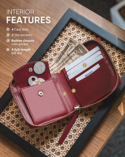 Vulkitty Women Leather Wallet Rfid Blocking Bifold Slim Coin Purse Credit Card Holder With Zipper Pocket Case #TOP1