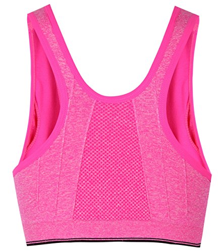 Ohlyah Women's Zipper Front Closure Sports Bra Racerback Yoga Bras Pink M #TOP1