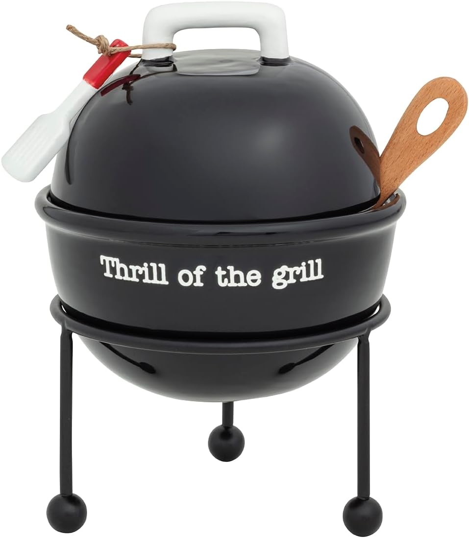 Mud Pie Black Ceramic Grill Shaped Tidbit