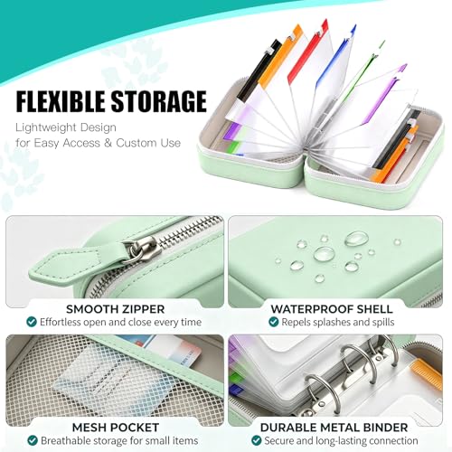14 Day Travel Pill Kit Personal Medicine Organizer Case Set A8 Waterproof Pill Pouch for Travel Small Portable Storage Binder Style with Bags Cute Medication Purse Zipper Pocket (Purple-7 Pouches) - Image 2