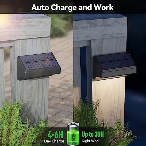 Bridika Solar Fence Lights, Outdoor Waterproof Warm White & Color Glowt, LED, for Backyard, Patio, Deck Railing, Stair Handrail, Pool and Wall (8 Packs) by Bridika - Image 7