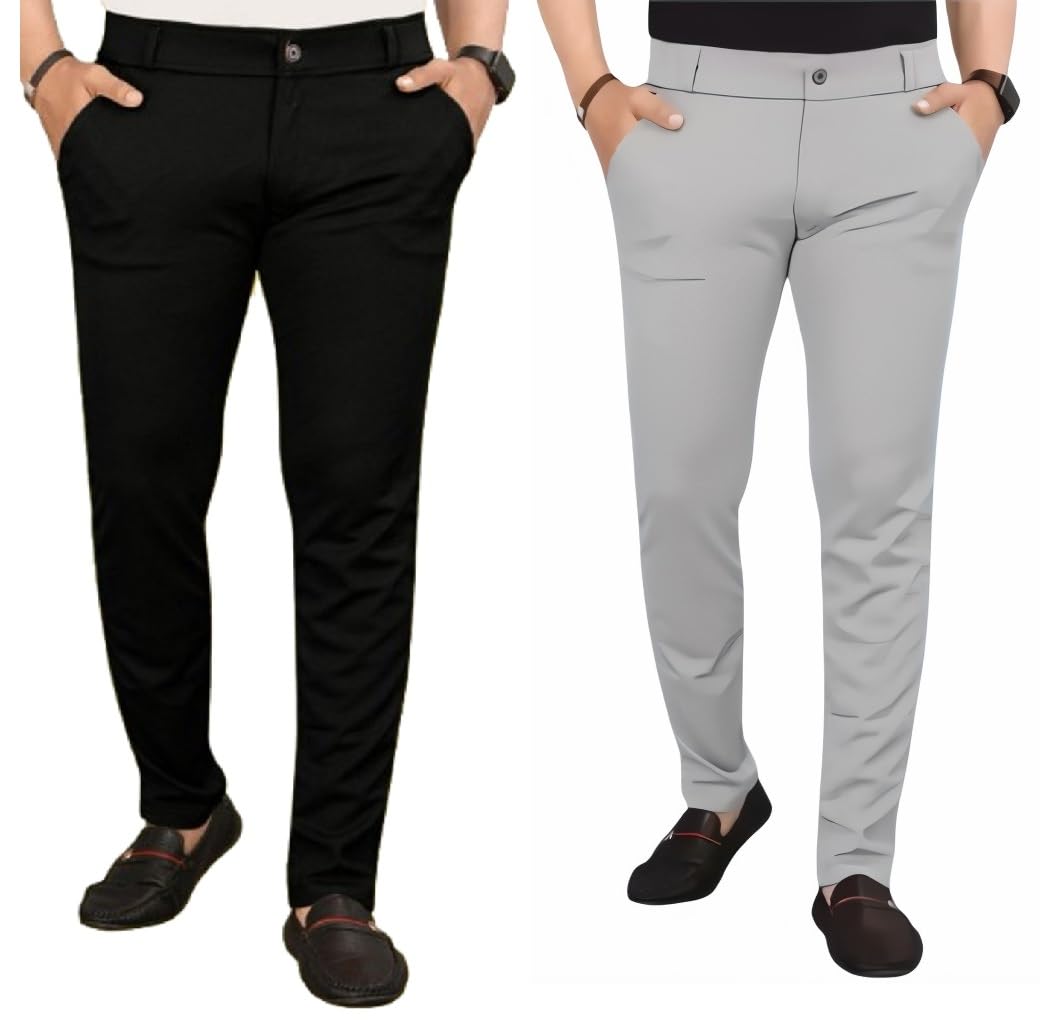 Combo Pack of 2 Track Pants for Man Men's Regular Fit Casual Chino Trouser Style Lower, Everyday Wear Lower Pants Stretchable Lycra Blend Track Pant.-image-42