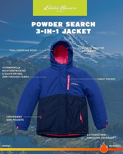 Eddie Bauer Kids' Ski Jacket - Waterproof 3 in 1 Insulated Coat with Removable Shell Jacket for Boys and Girls (3-16)3