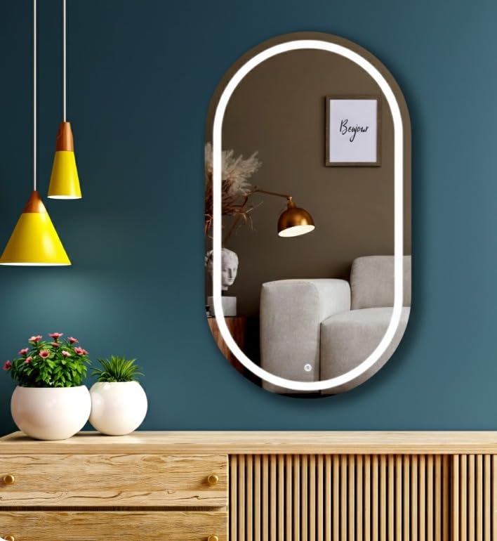 Capshul Wall Mounting Led Mirror with Bathroom,Light Mirror for Wash Besin,Size 17.5X23.5 inch|Mirror with Light 3 Tone (Cool White, Natural White, Warm White).