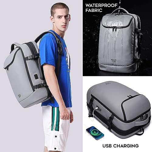 Image of TANGCORLE Laptop Backpack for Women, 50L Carry On Backpack Men, Expandable Flight Approved Water Resistant Luggage with 3 Packing Cubes & USB Port, Travel Backpack Fits 17.3 Inch Notebook