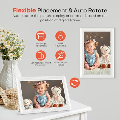 Frameo 10.1" Digital Picture Frame, Smart WiFi Digital Photo Frame with 1280x800 HD IPS Touch Screen 32GB Memory Auto-Rotate Wall Mounted, Share Photos/Videos from Phone Anywhere(White) by MaxAngel - Image 6