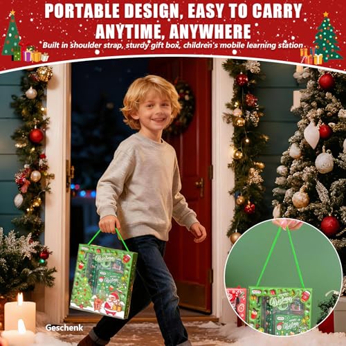 HapDeFu Weihnachts Briefpapier Set, Niedliches SchreibwarenSet, Schulbedarf Set mit Stift, Lineal, Spitzer, Radiergummi,Notizbuch,Festliches Lernset als Geschenk und Dekoration