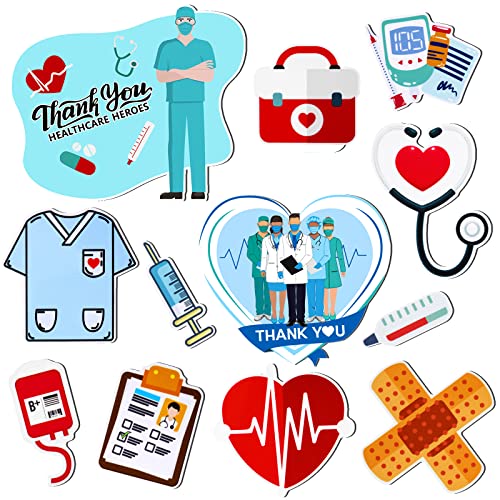 12 Pcs Nurse Refrigerator Magnets Nurse Thank You Gifts Medical Magnets Nursing Student Stickers Nurse Graduation Gifts Magnetic Doctor Decal For Fridge Car Laptops #TOP22