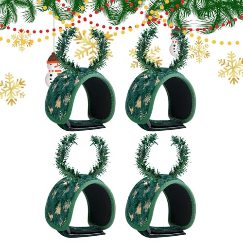 4-Pack Railing Protector Christmas Wreath Ties – Includes Non-Slip Silicone Pads, Sturdy and Safe Design, Protects Paint | Wreath Hanging Straps for Stair Rails, Home Festive Indoor Outdoor Use