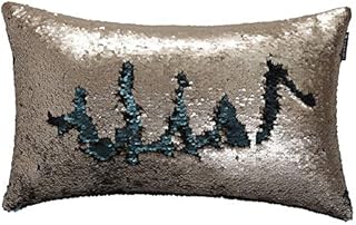 Reversible Sequins Cushion Cover Decorative Shimmer Sequin Pillow Case 30x50cm Antique Gold/Matte Atlantis Blue Mermaid Pillow Glitter Accent Pillow Cover for Sofa Couch Bed Party Christmas Magic Gift